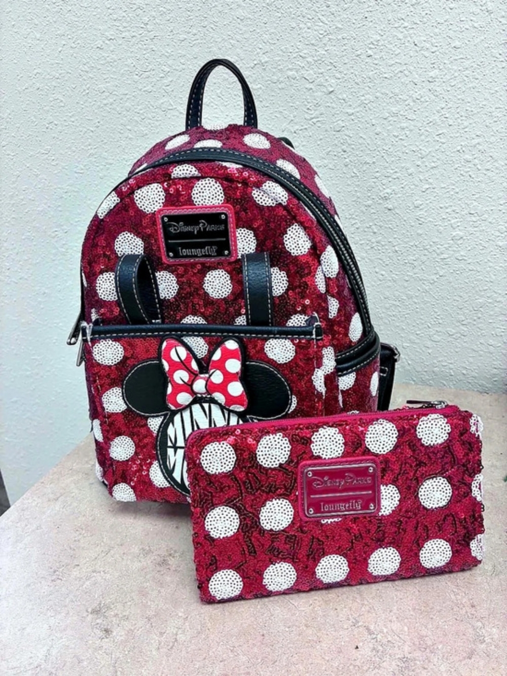 Disney Minnie Mouse backpack and pouch set Polka Dot Backpack Set in Red & White